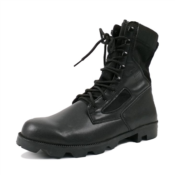 Black Leather Military Boots